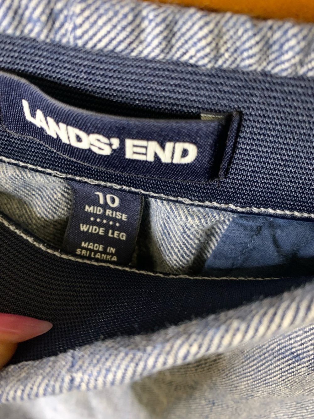 linen blend blue Chambray pull on wideleg mid-rise pull on pant lands’ End 10 - Picture 5 of 11